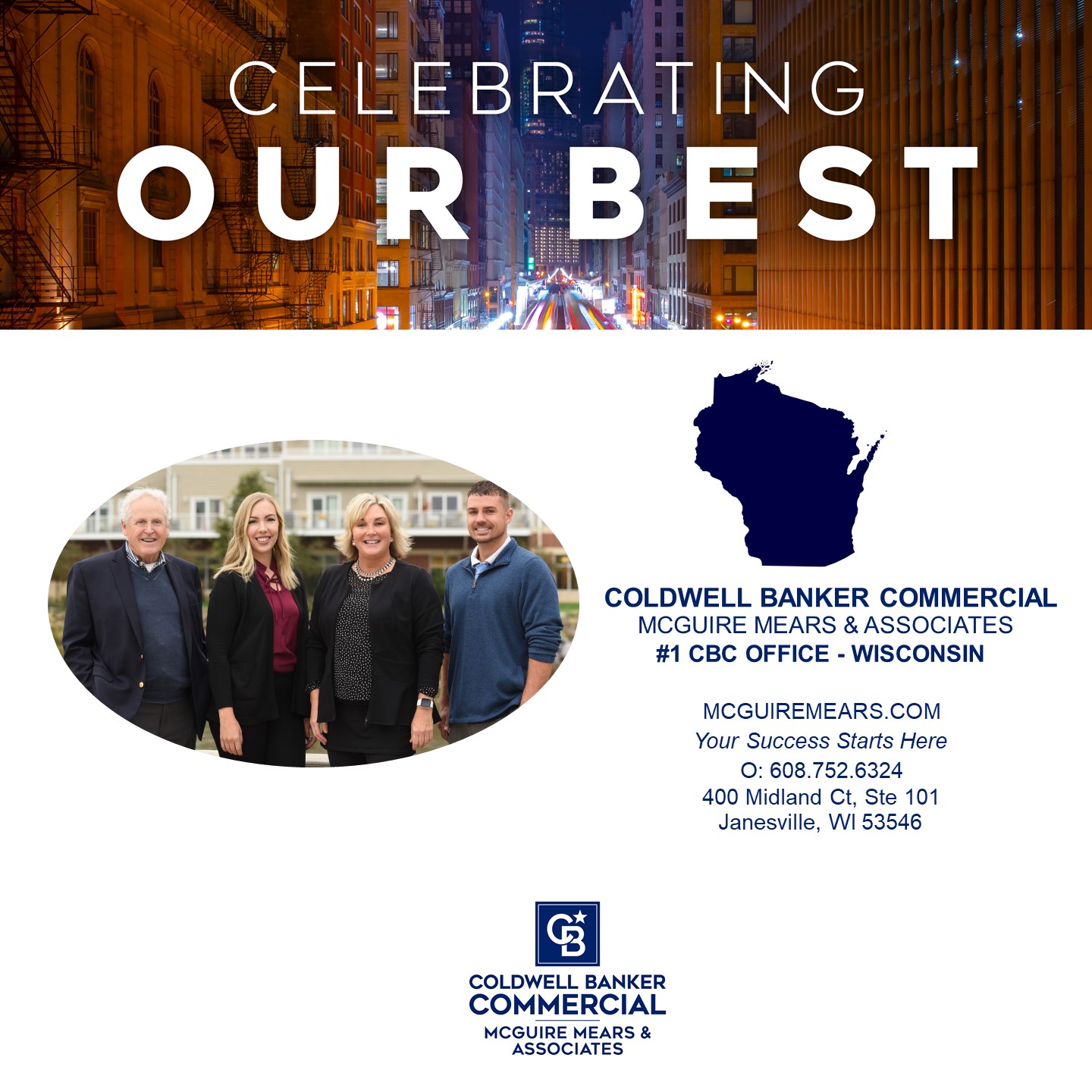 Coldwell Banker Commercial McGuire Mears & Associates Earns No 1 Office Award in Wisconsin